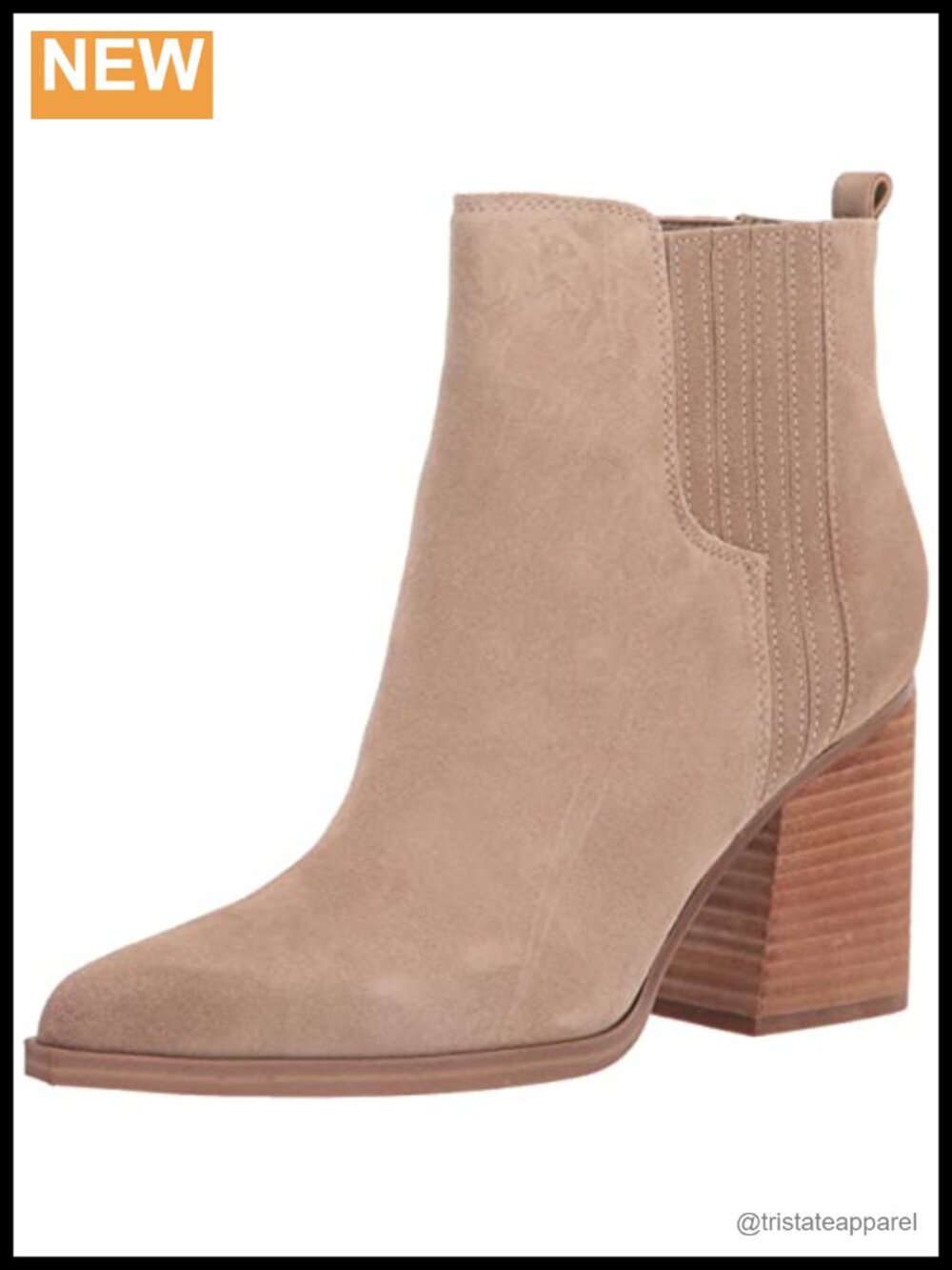 Marc Fisher Women's Ankle Bootie Suede Stacked Heel Pointed Toe Slip On
